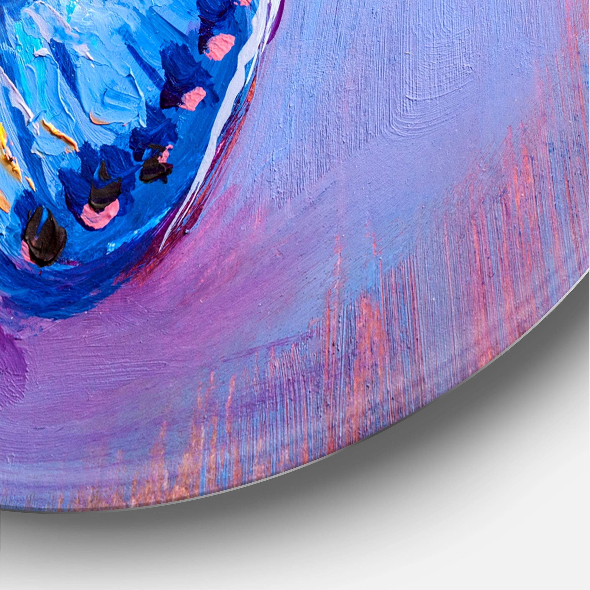 Designart 'Ancient Blue Butterfly I' Modern Circle Metal Wall Art 29x29 - Disc of 29