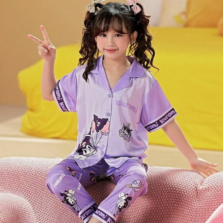 

Anime Sanrios Printing Children Adult Pajama Set Cartoon My Melody Kuromi Hellokittys Cute Short Sleeved Pants Home Clothing