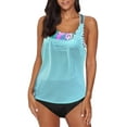thumbnail image 1 of Tankini Deux Pièces pour Femmes à Rayures Blouson Imprimé, Dos en T à Bretelles, Rehausseur, Haut de Tankini avec Bas, 1 of 7