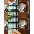 thumbnail image 2 of nqOlkjepod Teal Black Plaid Table Runner 90 Inches Long Farmhouse Dress Scarves, Farmhouse Teal Black Checkered Dining Tablerunner for Coffee Table/Kitchen Island/Party Décor, 13" x 90", 2 of 8
