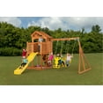 thumbnail image 2 of Creative Cedar Designs Timber Valley Wooden Playset with Wooden Roof, Glider Swing, Sandbox, Climbing Wall, Ladder, Slide & Belt Swings, 2 of 7