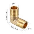 thumbnail image 2 of Uxcell Brass Elbow Pipe Fitting 90 Degree G1/4 Male x G1/4 Male Connector 2pcs, 2 of 4