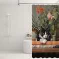 thumbnail image 5 of Black Cat Shower Curtain, Cats Bathroom Set Country Farm Flower Plant Shower Curtain Rural Style Rustic Shower Curtains Bathtub Decor with 12 Hooks 72x72 Inches, 5 of 6