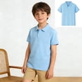 thumbnail image 2 of Youth Polo Shirts for Boys Blue Short Sleeve Dress Shirt Girls School Uniform Summer Casual Breathable Kids 9-10 Years Boys Clothes, 2 of 8