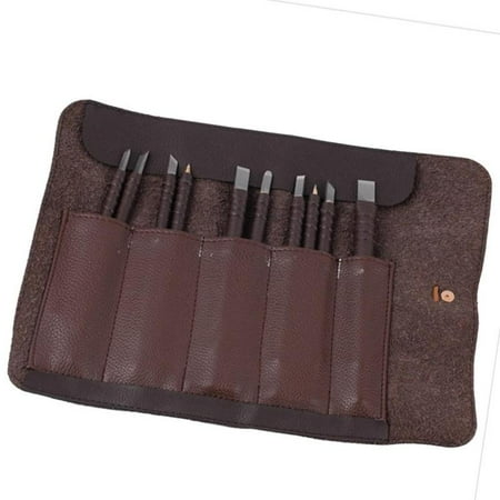 

10 Pieces Tungsten steel Carving Knife Kit Wood Seal Stone Lettering Engraving Tool with Leather Bag