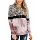 thumbnail image 1 of Sudadera con Capucha de Manga Larga Estampado de Leopardo Diseño de Costura Tie Dye Sudadera con Capucha para Mujer con Bolsillo para Oficina de Viaje en casa Rosa XXL, 1 of 8
