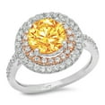thumbnail image 2 of 2.6 ct Round Cut Natural Citrine Halo Engagement Ring for Women in 18K White/Rose Gold, 2 of 2