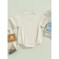 thumbnail image 4 of Qtinghua Baby Boy Girl Short Sleeve Bubble Romper Oversized Romper Bodysuit One Piece Outfits Beige 0-6 Months, 4 of 8