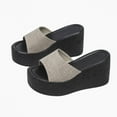 thumbnail image 7 of Slippers for Women,Platform Slippers Casual Comfortable Soft Fabric Slide Sandals With Thick Sole For Beach Walking Indoor Outdoor,Womens Slippers,Beige,8.5, 7 of 7