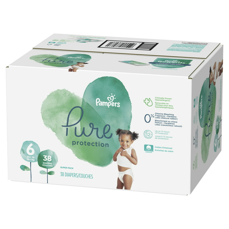 Pampers Pure Protection Natural Diapers, Size 6, 38 ct 