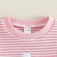 thumbnail image 4 of Xyant Toddler Baby Boy Girl Easter Outfit Waffle Stripe Bunny Carrot Embroidery Short Sleeve Shirt and Shorts Sets Summer Clothes (Pink,12-18 Months), 4 of 7