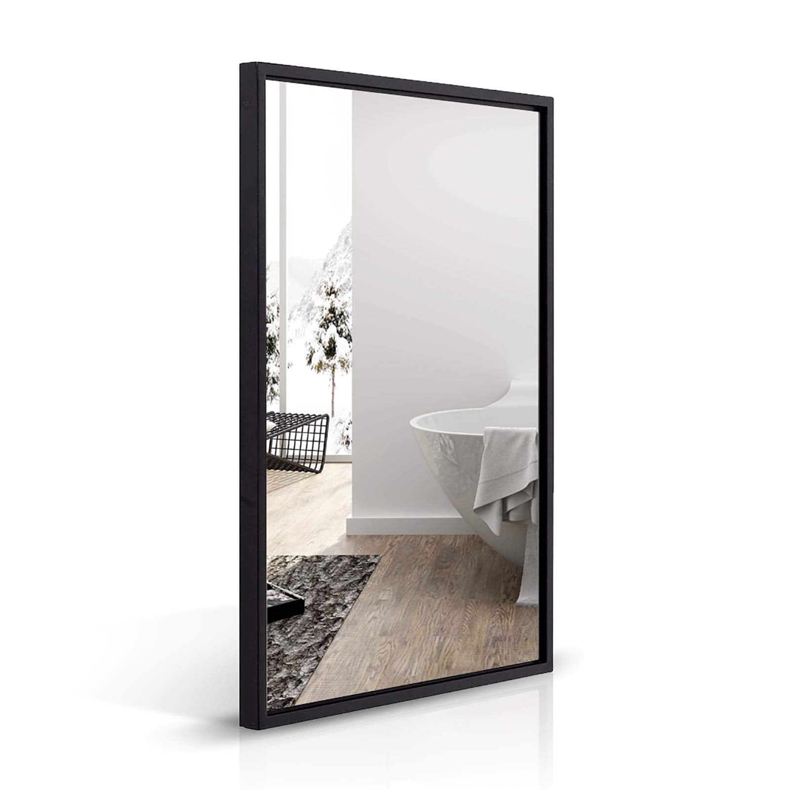 Andy Star Black Bathroom Mirror 24 X36, Modern Matte Black Bathroom Mirror