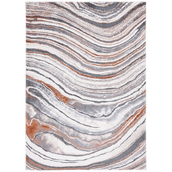 SAFAVIEH Cyrus Lesleigh Abstract Shag Area Rug, Gray/Rust, 5'5" x 7'6"
