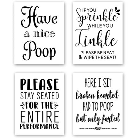 Funny Bathroom Wall Quotes Unframed Funny Bathroom Wall Art Black&White Words Print Humorous Quotes  Painting , Set Of 4（8 " X10 " ）Canvas Toilet Rules Art Picture For Washroom Bathroom  Decor | Walmart Canada