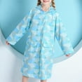 thumbnail image 2 of LIIPEE Girls Rainwear Cartoon Striped Graphic Printed Long Sleeve Hooded Button Down Raincoat With Pockets Child Versatile Outdoor Rain Jackets,Light Blue,7-10 Years, 2 of 7