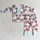 thumbnail image 1 of Ropa de dormir de manga larga para niños, conjunto de pantalones con volantes rojos, ropa de dormir para bebés, pijamas de Papá Noel de Navidad, venta al por mayor, 1 of 2
