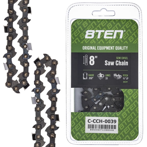 Semi Chisel Chainsaw Chain 8 inch .050 3/8 LP 33DL for Earthwise Kobalt 810-CCC2251H