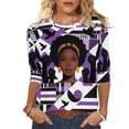 thumbnail image 3 of Xuyuer Black History Shirts for Women I Am Black History Month Shirt Round Neck Graphic African American 3/4 Sleeve Tee Tops, 3 of 9
