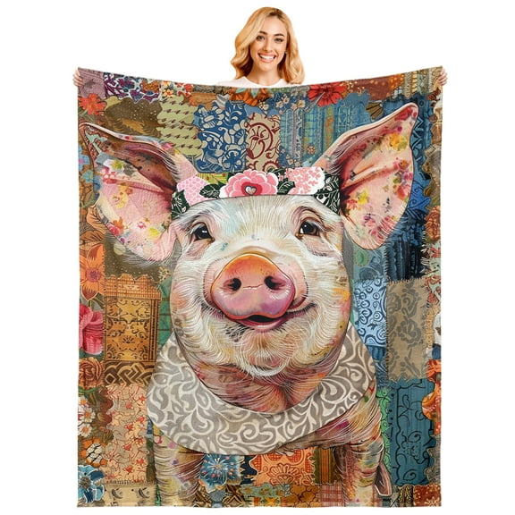 Pig Throw Blanket is Super Soft and Warm,The Lightweight Flannel Blanket is for All-Season Use,A Great Choice for Gifts 50"x60"for Teen