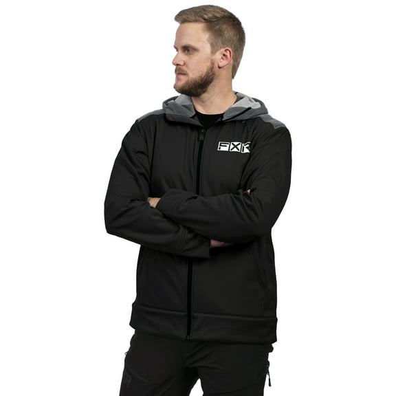 FXR  Black Charcoal Hydrogen Softshell Hoodie Breathable Fleece Interior Front - X-Large 212000-1008-16