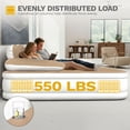 thumbnail image 4 of Uforic FullXL Air Mattress with Headboard, 18" Inflatable Bed with Built-in Pillow, Includes Portable Electric Pump, Brown – Perfect Queen-Size Air Bed for Camping, Home Guests and Daily Use, 4 of 8