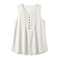thumbnail image 5 of ClodeEU Women's V Neck Sleeveless Henley Blouse, Casual Loose Tank Top with Pleat White,Women's Plus XL, 5 of 8
