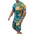 thumbnail image 1 of Mens Pantalones Casuales Cuello Redondo Impresión de Manga Corta Blusa Y Pantalones Cortos Traje, Pantalones de Traje para Hombres, 1 of 5