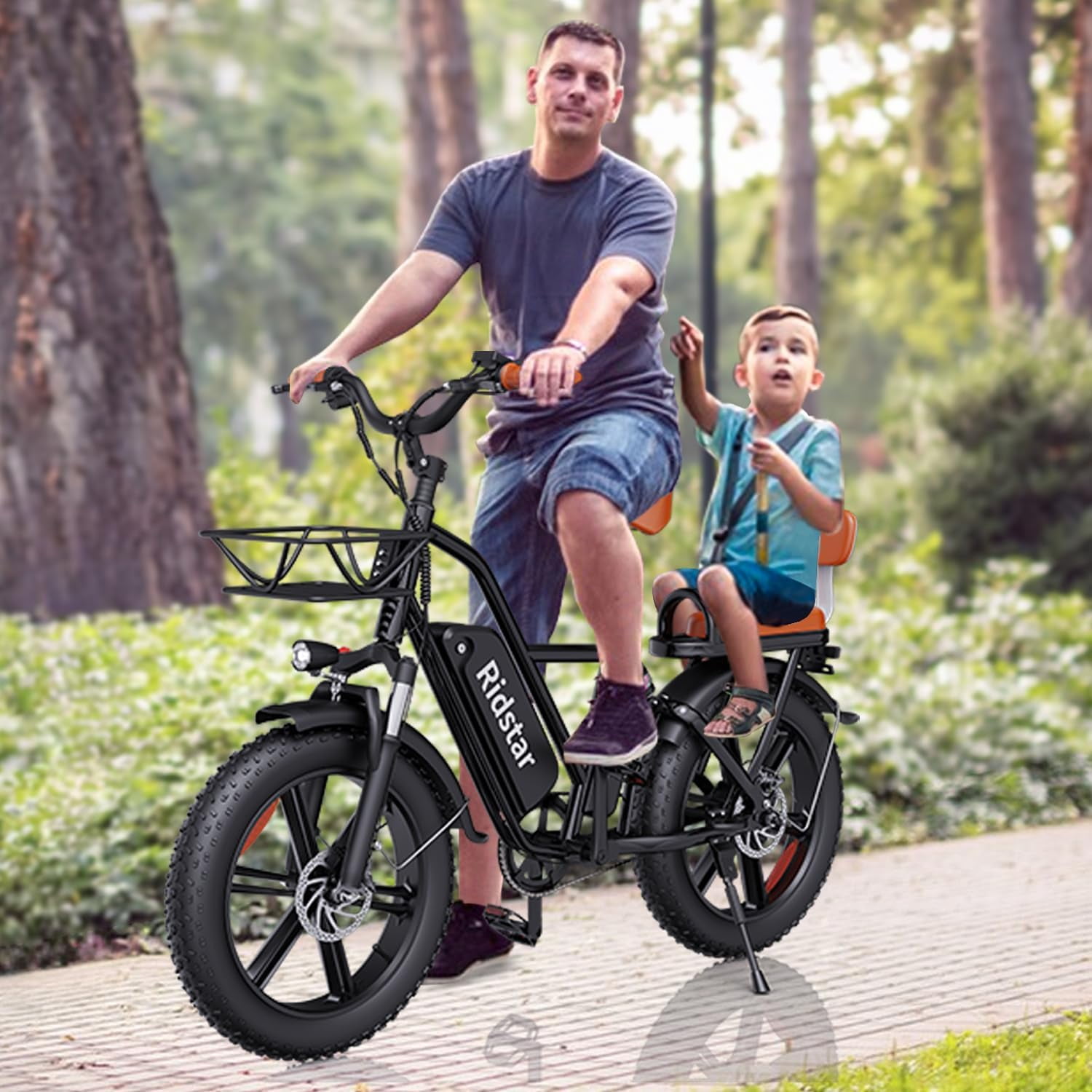 Ridstar 1500W Electric Bike for Adults,31MPH 48V 15.6AH Mountain Bike, 20"Fat Tire 7 Speed Electric Bicycle UL2849