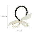 thumbnail image 4 of Unique Bargains 1 Pc Elegant Bow Pearl Scrunchies Hair Elastic Band white, 4 of 5