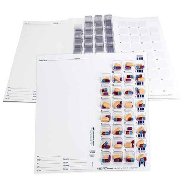 Monthly Medication Blister Pack, 31 Days, Pill Organizer, 100 Pack, XL