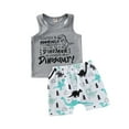 thumbnail image 1 of Gupgi 2Pcs Baby Summer Outfits, Letters Print Tank Top + Dinosaur Print Shorts, 1 of 6