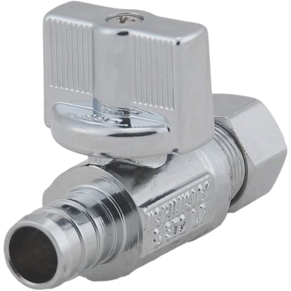 TG4THT-LD Valve-1/4 Turn Straight Stop Valve, 3/8-in Compression x 1/2-in PEX,Quarter Turn LF Brass Chrome Plated OD to Straight Pex Shut off Valve for Faucet or Toilet Installation (2-Pack)