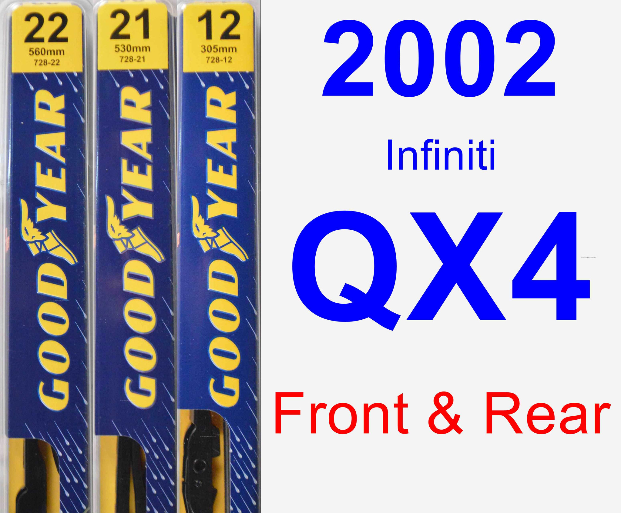 2002 Infiniti QX4 Wiper Blade Set/Kit (Front & Rear) (3 Blades