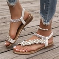 thumbnail image 5 of Womens Bohemian Sandals Flowers Rhinestone Slip On Beach Slides Summer Comfortable Non Slip Dress Shoes Wide Width Flat Sandals 39, 5 of 8