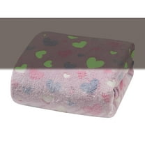 Plazatex Pink Hearts Soft & Cozy Glow in the Dark Throw Blanket Ideal for Bedroom & Living Room Decor 50"x60" Pink