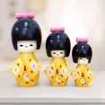 thumbnail image 1 of 3 piezas de madera japonesa muñeca hecha a muñeca figura coleccionable regalo muñecas muñeca estatuil para decoración de mesa adornos navideños Amarillo Yotijar muñecas japonesas, 1 of 8