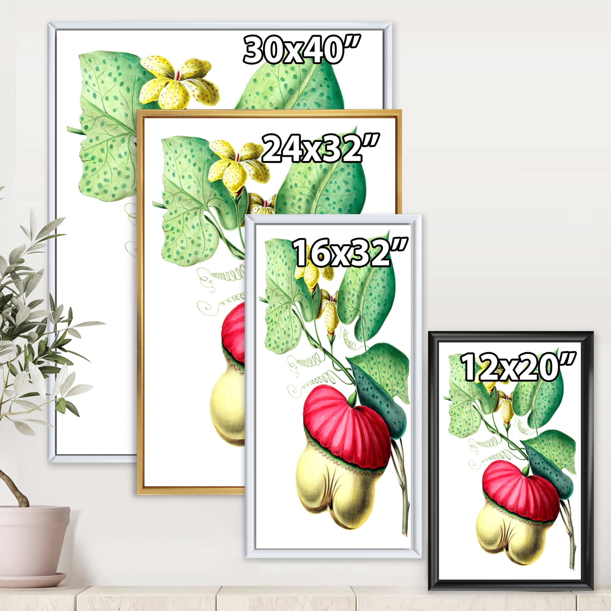 Designart 'American Vintage Flowers I' Traditional Framed Canvas Wall Art Print