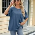 thumbnail image 5 of FLMEI Women's T-Shirts Tees Summer Tops Short Sleeve T Round Neck Loose Cropped T Shirtsoft Blouses Casual Pullover T S-XXL, 5 of 8