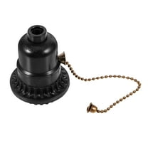 Beaupretty Table Light Pull Chain Bakelite Lamp Holder Black 1Set