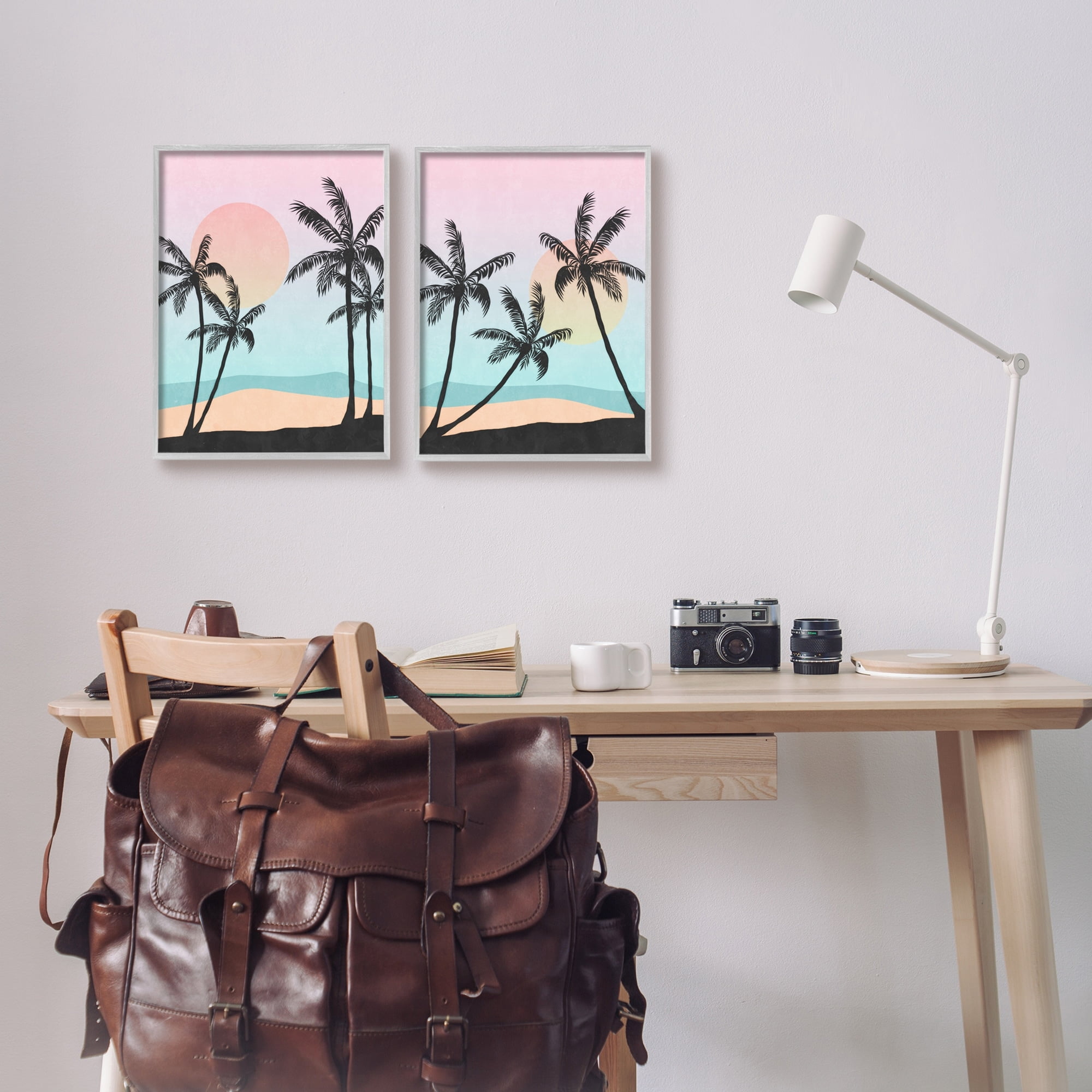 Stupell Industries Tropical Sunset Sunrise Palm Tree Beach Illustration , 11 x 14, Design by Nina Blue