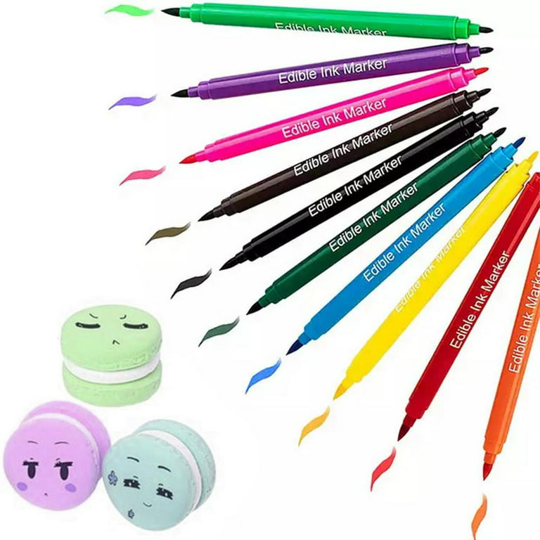 Edible Markers for Decorating, 10Pcs Double-sided Food Coloring Pens,  Gourmet Writers for Fondant, Cake, Cookie Decorating, Easter Eggs, and  Macaron.