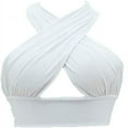 thumbnail image 1 of Women Sexy Halter Vest Hollow Out Cross Strap Hanging Neck Backless Crop Tops, 1 of 3