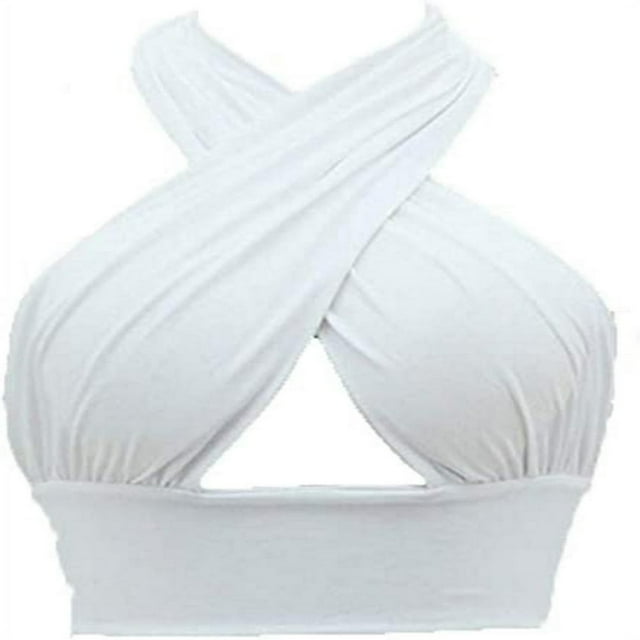 Women Sexy Halter Vest Hollow Out Cross Strap Hanging Neck Backless Crop Tops
