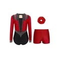 thumbnail image 2 of TTAO Girls Ballet Dance Set Gymnastics Leotards with Shorts Matching Hair Scrunchie Athletic Bodysuit Tank Unitards Burgundy 6, 2 of 3