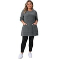 thumbnail image 3 of DARING DIVA Plus Size Sweaters Round Neck Knit Loose Pocket Pullover Top 4X Light Gray, 3 of 5