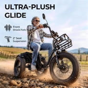 Skeri Electric Tricycle for Adults, 750W(Peak 1350W) Motor, 48V13Ah Battery, 20x4 Folding Fat Tire 3-Wheel Electric Trike, 20MPH, Hydraulic Brakes, Rear Basket & Differential, UL2849