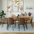 thumbnail image 6 of LeisureMod Tule Mid-Century Modern Dining Side Chair with Leather Seat and Powder-Coated Steel Frame for Kitchen and Dining Room in Black/Light Grey Set of 2, 6 of 12