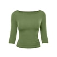 thumbnail image 6 of FAIWAD Women's 3/4 Sleeve Tops Boat Neck Slim Fitted T Shirts Stretchy Casual Layering Tees, 6 of 7