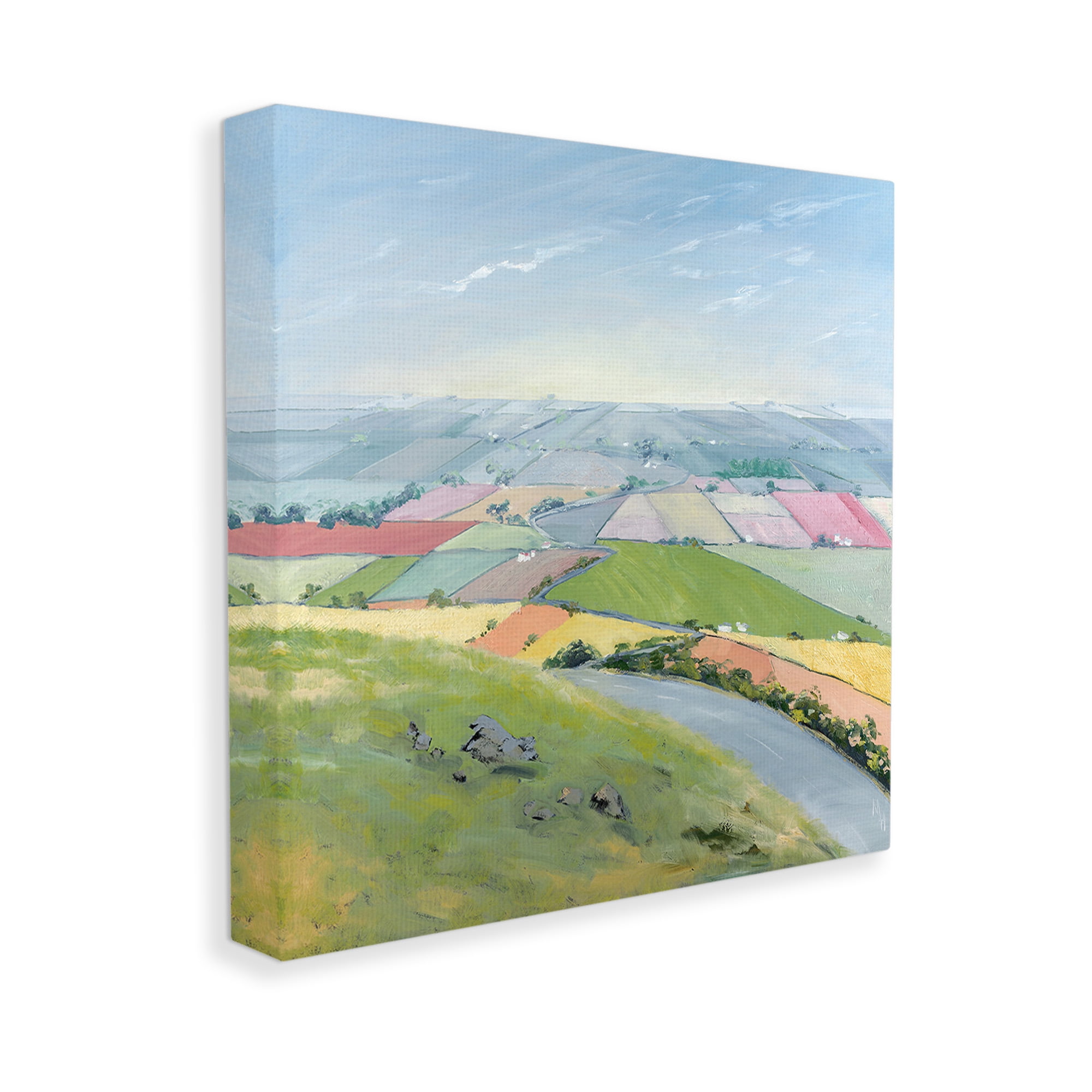 Stupell Industries Overlooking Farm Agriculture Landscape Painting Gallery Wrapped Canvas Art Print Wall Art, 30 x 30