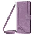 thumbnail image 3 of Leather For iPhone 13 Pro Max Flip Case with Card Holder Magnetic Closure Shockproof Kickstand Protective Retractable lanyard Phone Cases Cover,Purple,For iPhone 13 Pro Max, 3 of 9